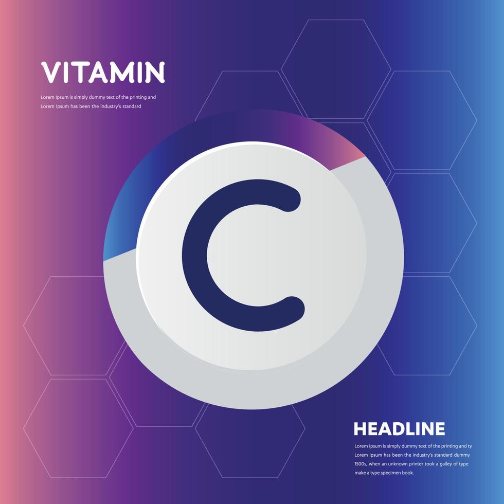 Vitamin C supplement icon collection set Vector illustration logo