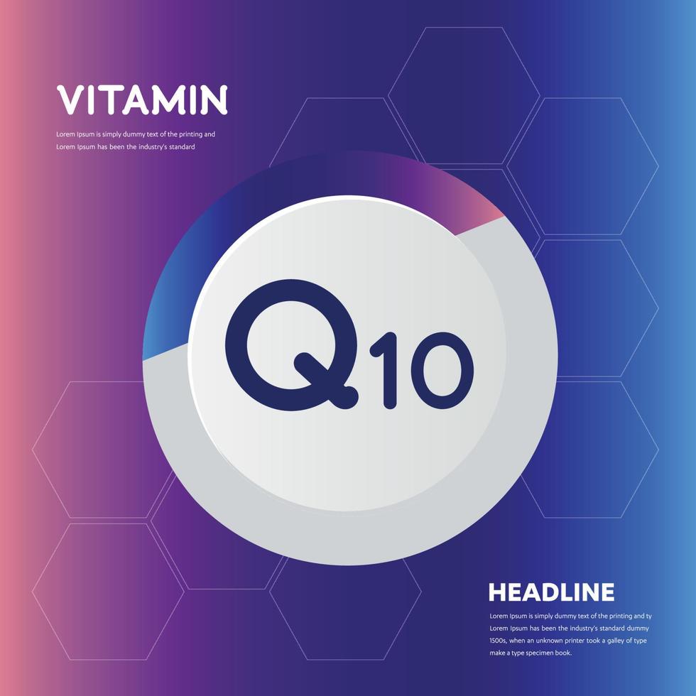 Vitamin Q10 supplement icon collection set Vector illustration logo