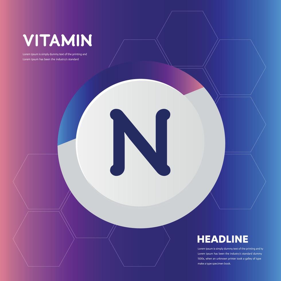 Vitamin N supplement icon collection set Vector illustration logo