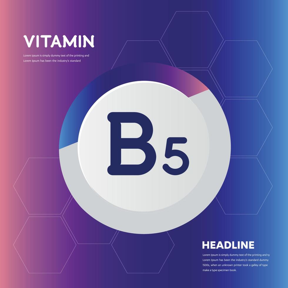 Vitamin B5 supplement icon collection set Vector illustration logo