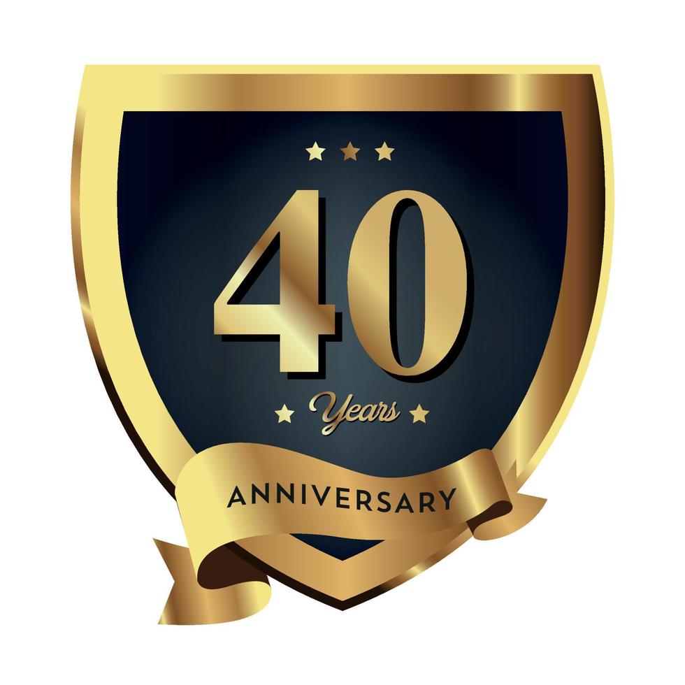 40th anniversary Anniversary Celebrating text company business background with numbers. Vector celebration anniversary event template dark gold red color shield