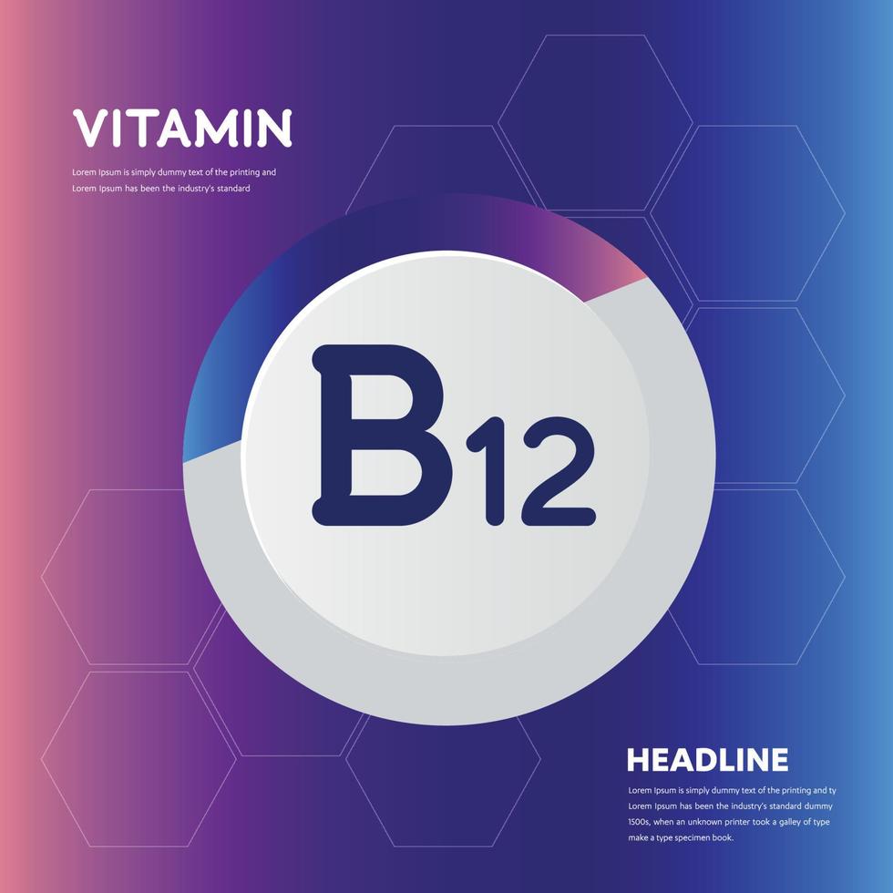 Vitamin B12 supplement icon collection set Vector illustration logo