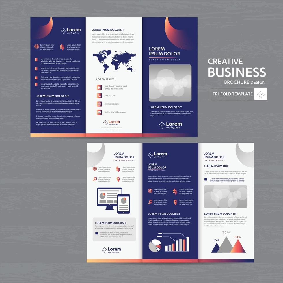 Tri fold Brochure Mock up Background abstract business Leaflet Flyer vector design presentation layout a4 size