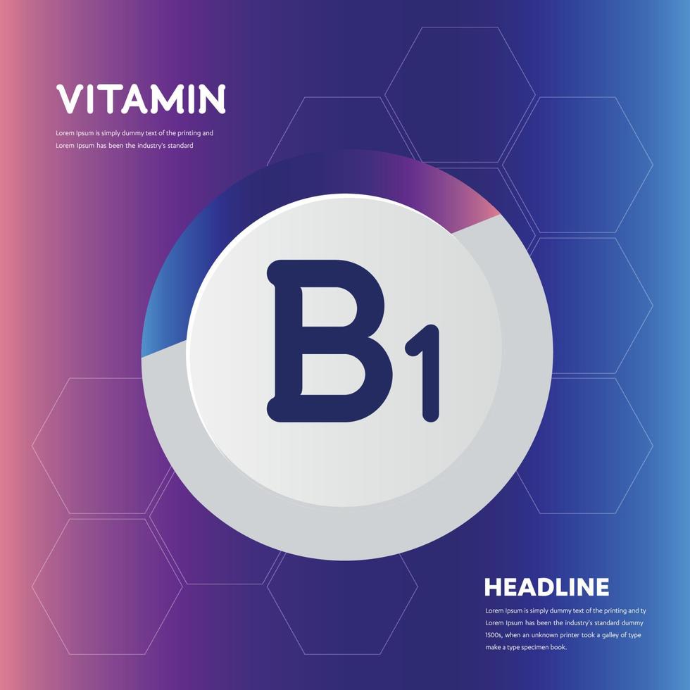 Vitamin B1 supplement icon collection set Vector illustration logo