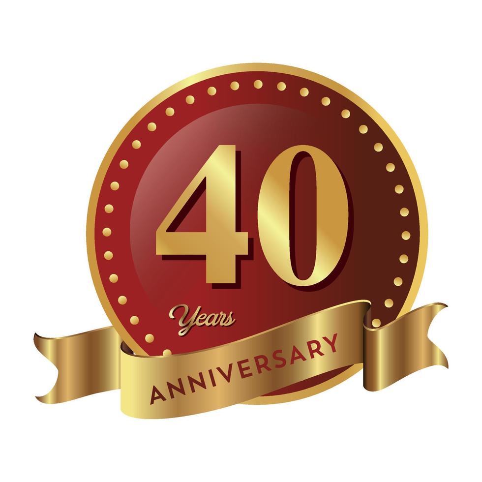 40th anniversary Anniversary Celebrating text company business background with numbers. Vector celebration anniversary event template dark gold red color shield