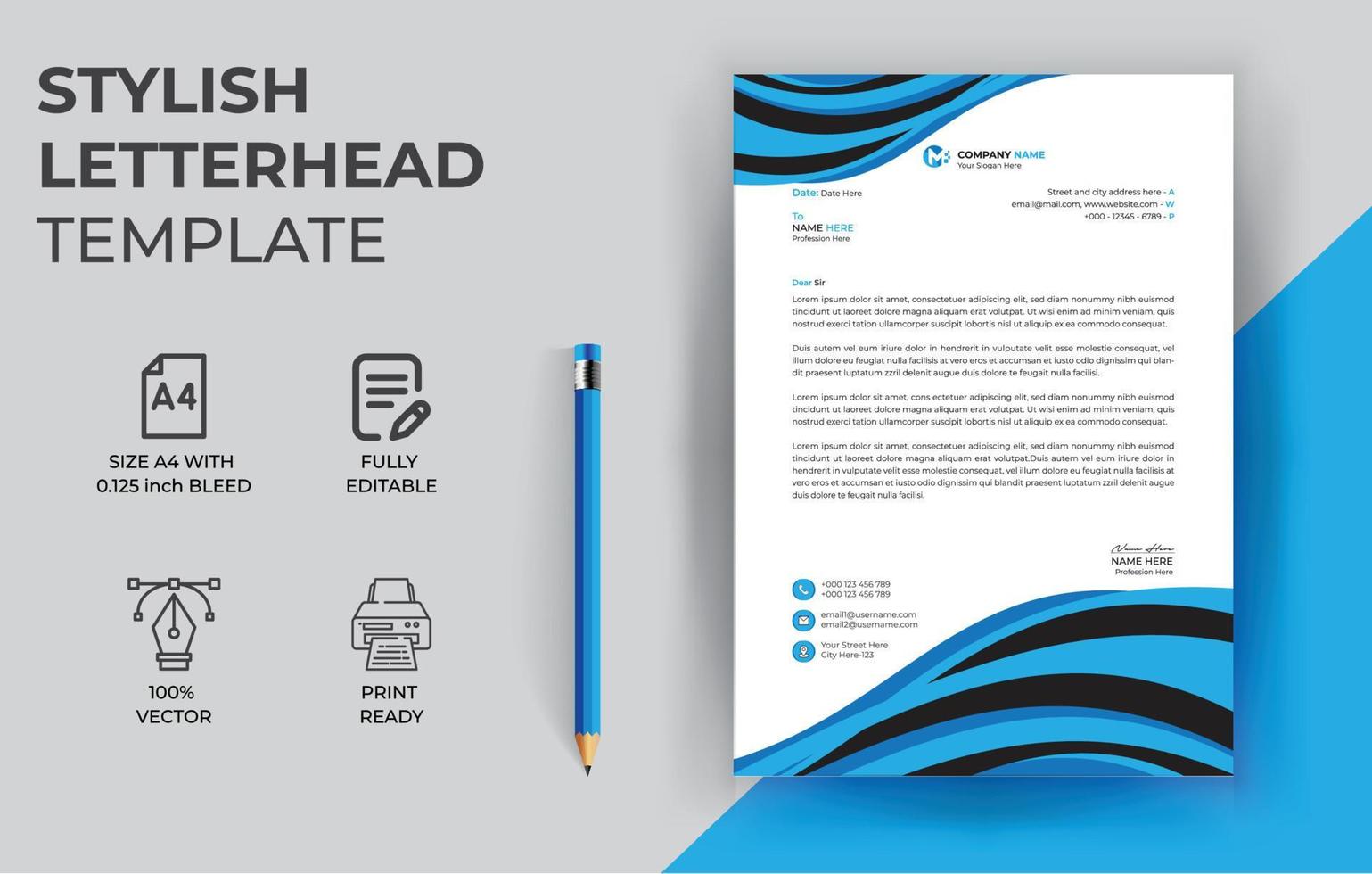 Corporate Letterhead template for your business vector