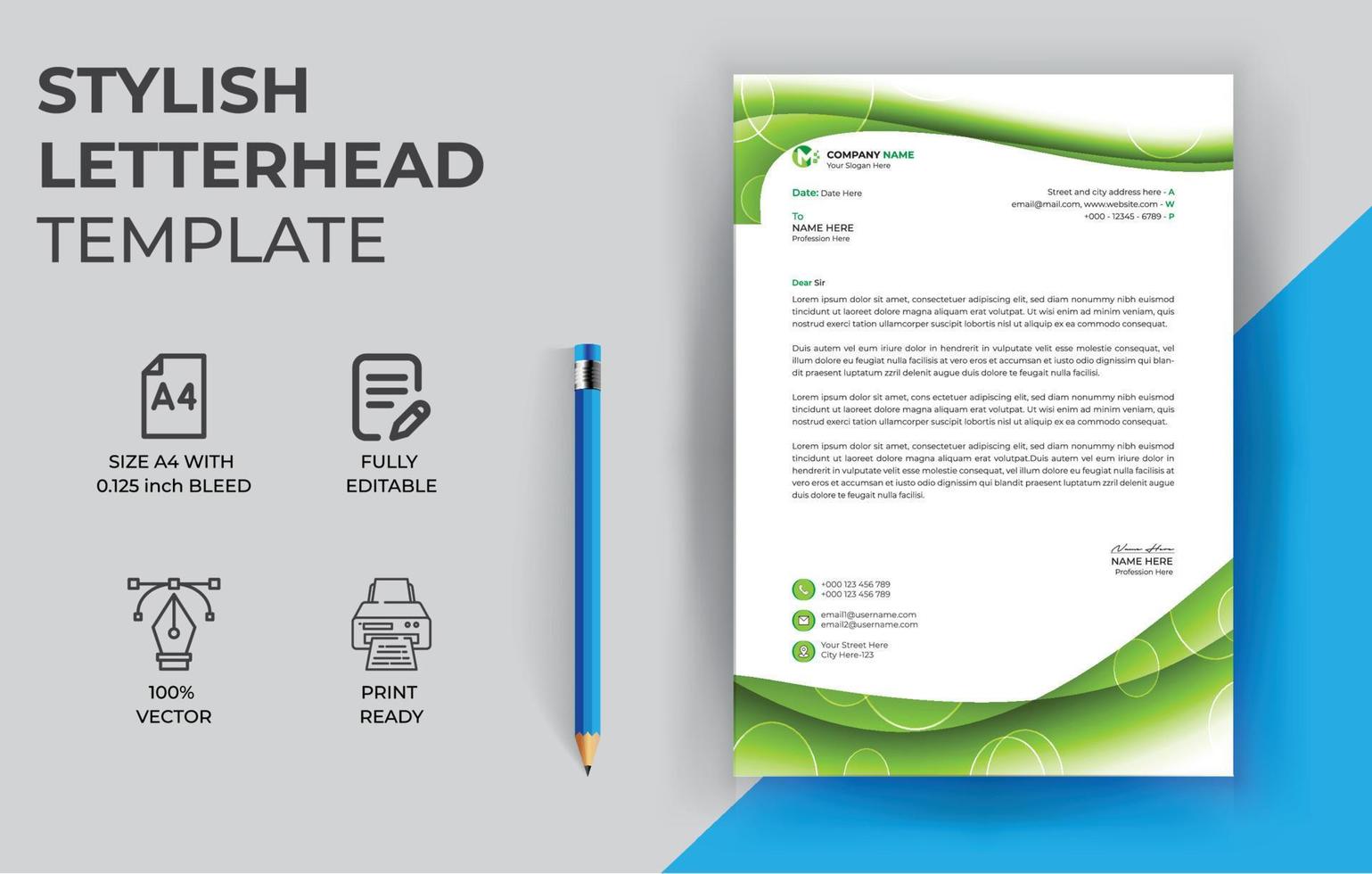 Corporate Letterhead template for your business vector