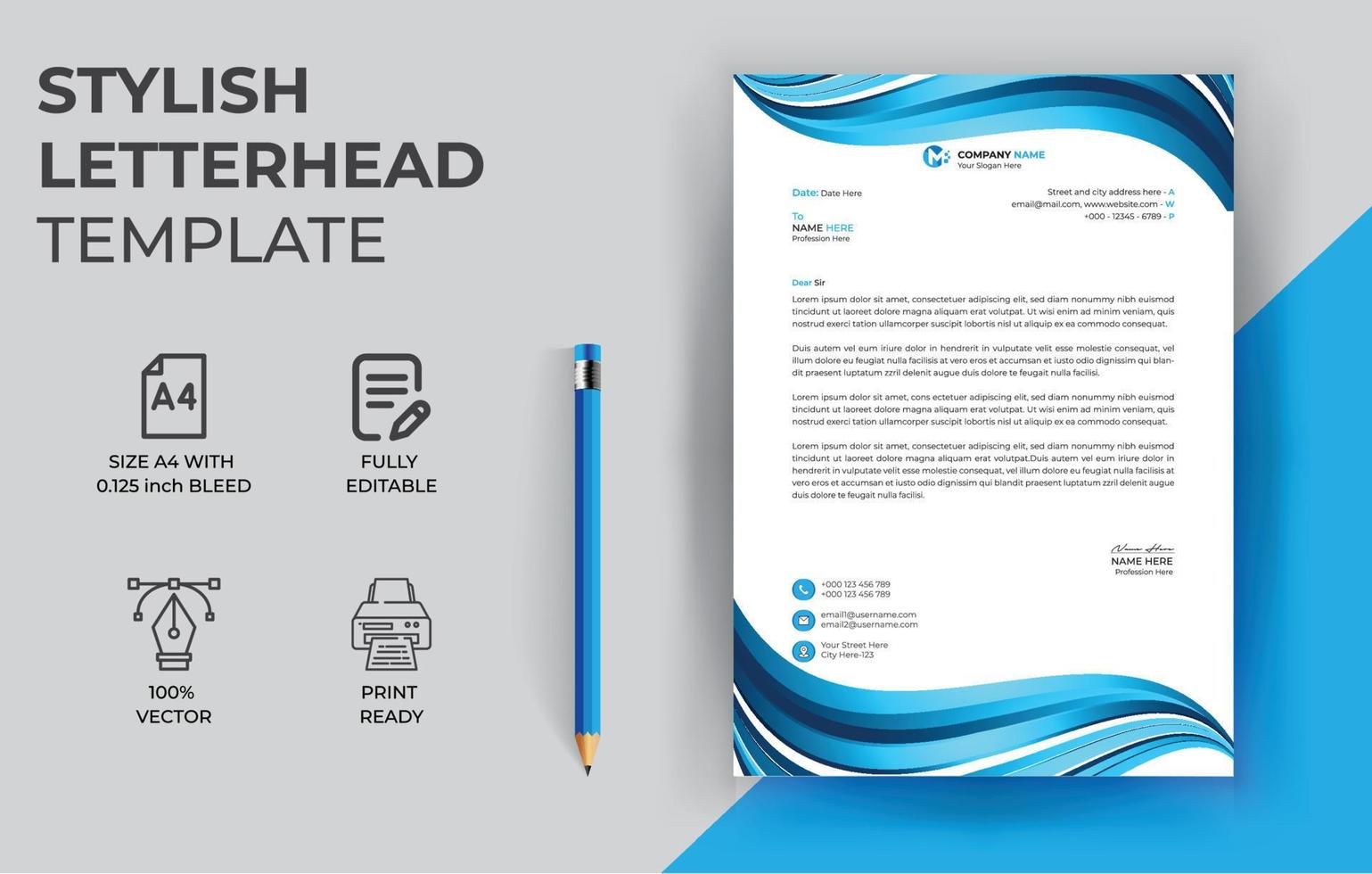 Corporate Letterhead template for your business vector