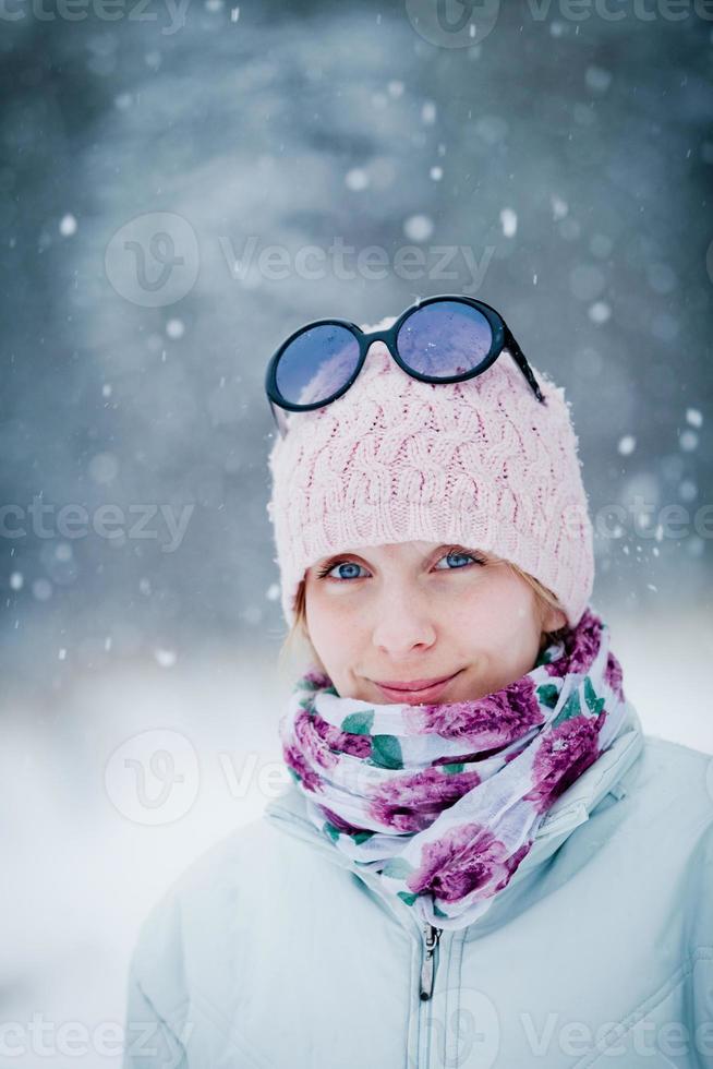 Happy Cute Woman Enjoying Winter photo