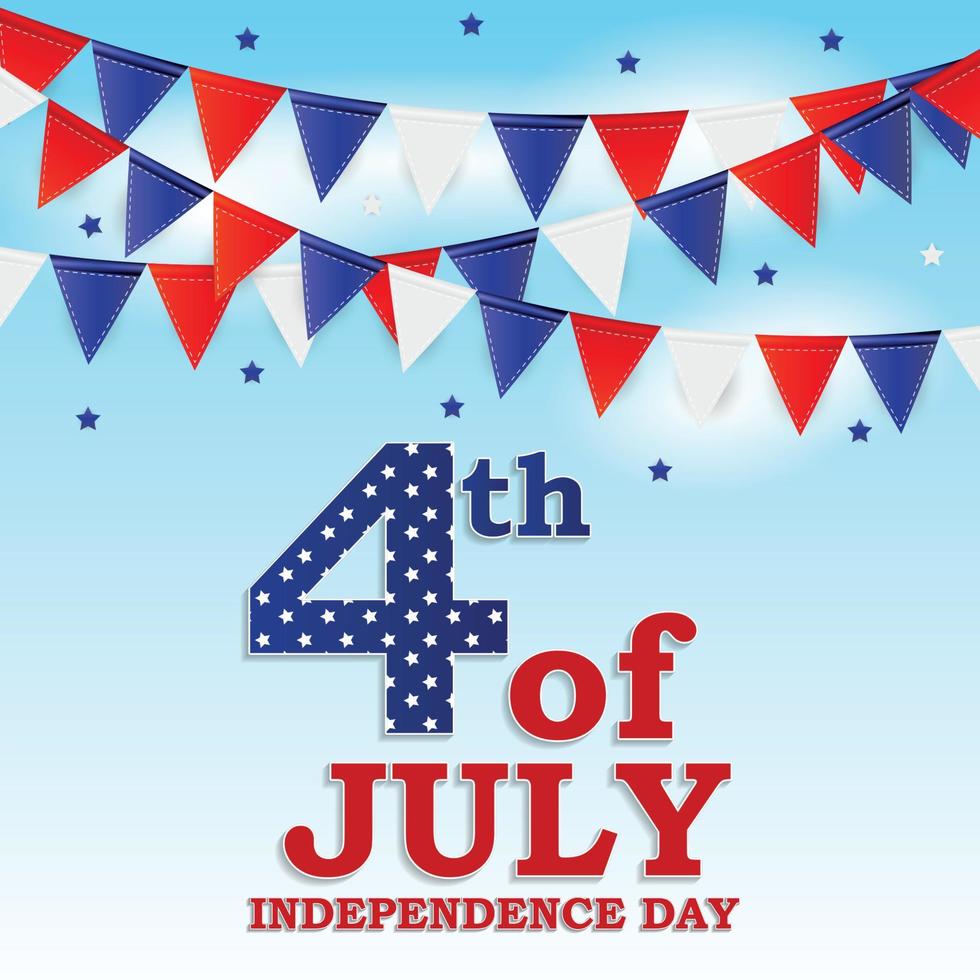 Fourth of July, Independence day of the United States. Happy Birthday America. Vector Illustration