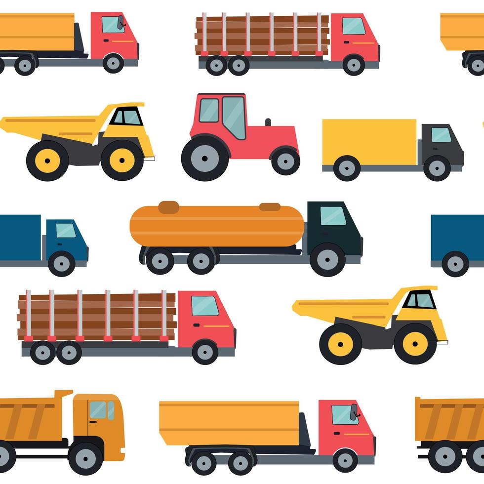 Truck Cars Seamless Pattern Background Vector Illustration