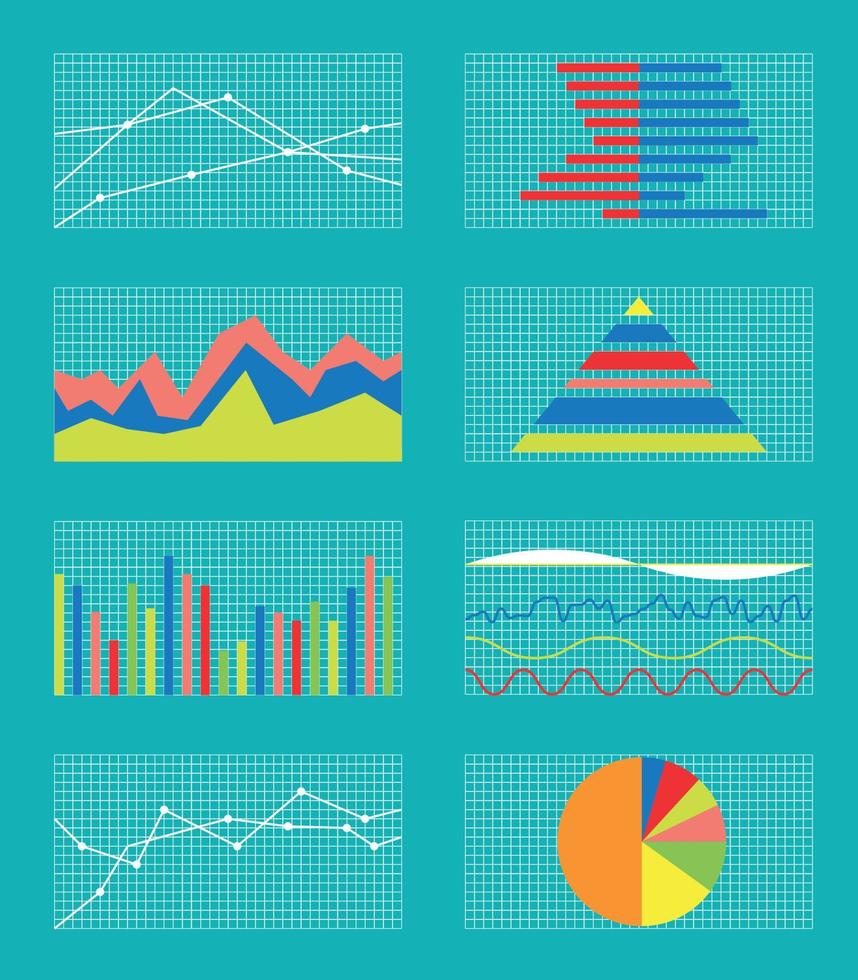 Set of Graphs and Charts. Data and Statistic, Informative Infographics. Vector Illustration.