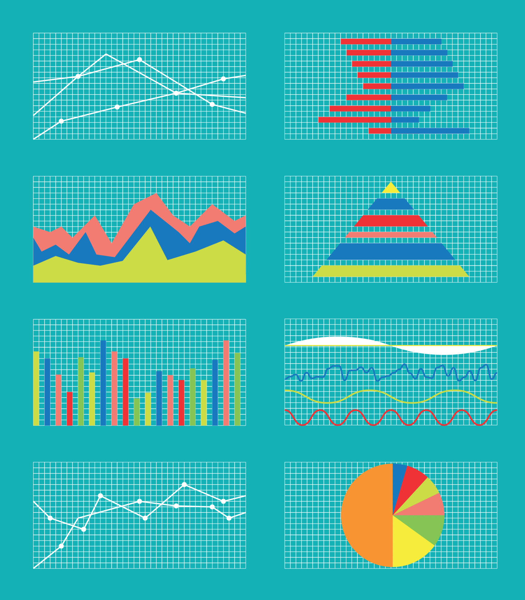 Set of Graphs and Charts. Data and Statistic, Informative Infographics