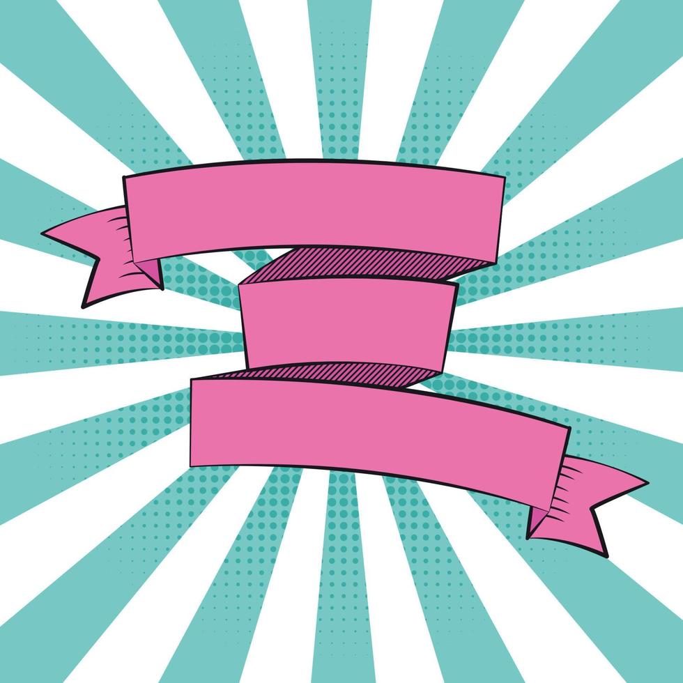 Beautiful Ribbon Label in Pop Art Style Vector Illustration