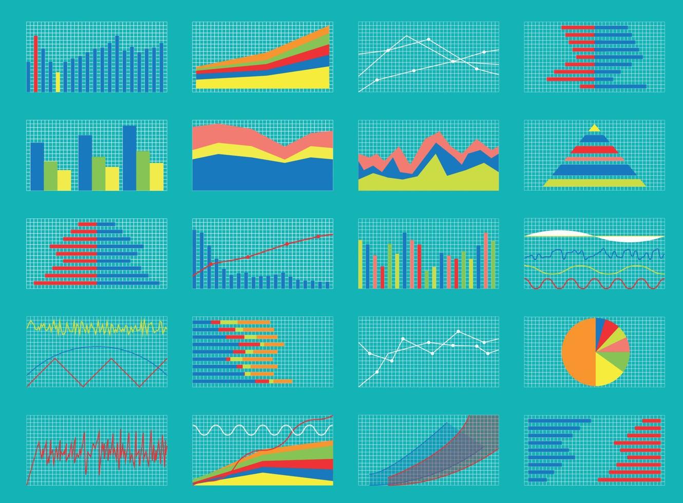 Set of Graphs and Charts. Data and Statistic, Informative Infographics. Vector Illustration.