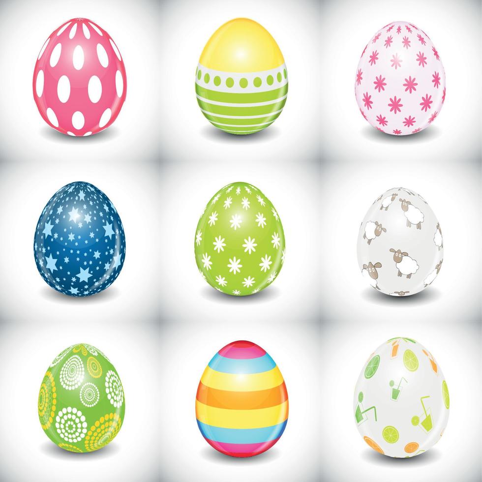 Beautiful Easter Egg Set Vector Illustration