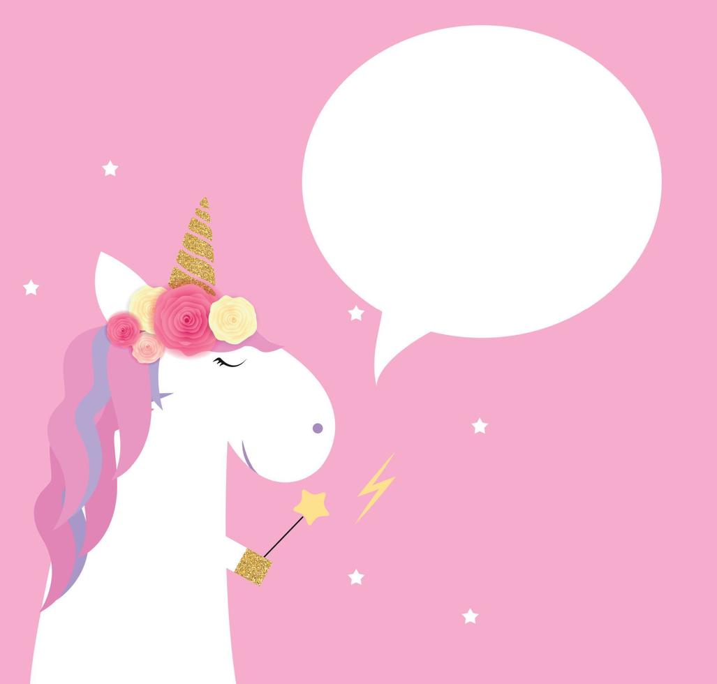 Fondo de unicornio con bocadillo. ilustración vectorial vector