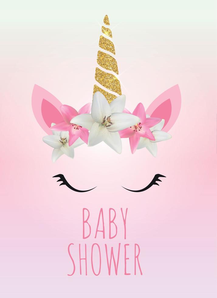 Baby shower with unicorn invitation. Vector Illustration