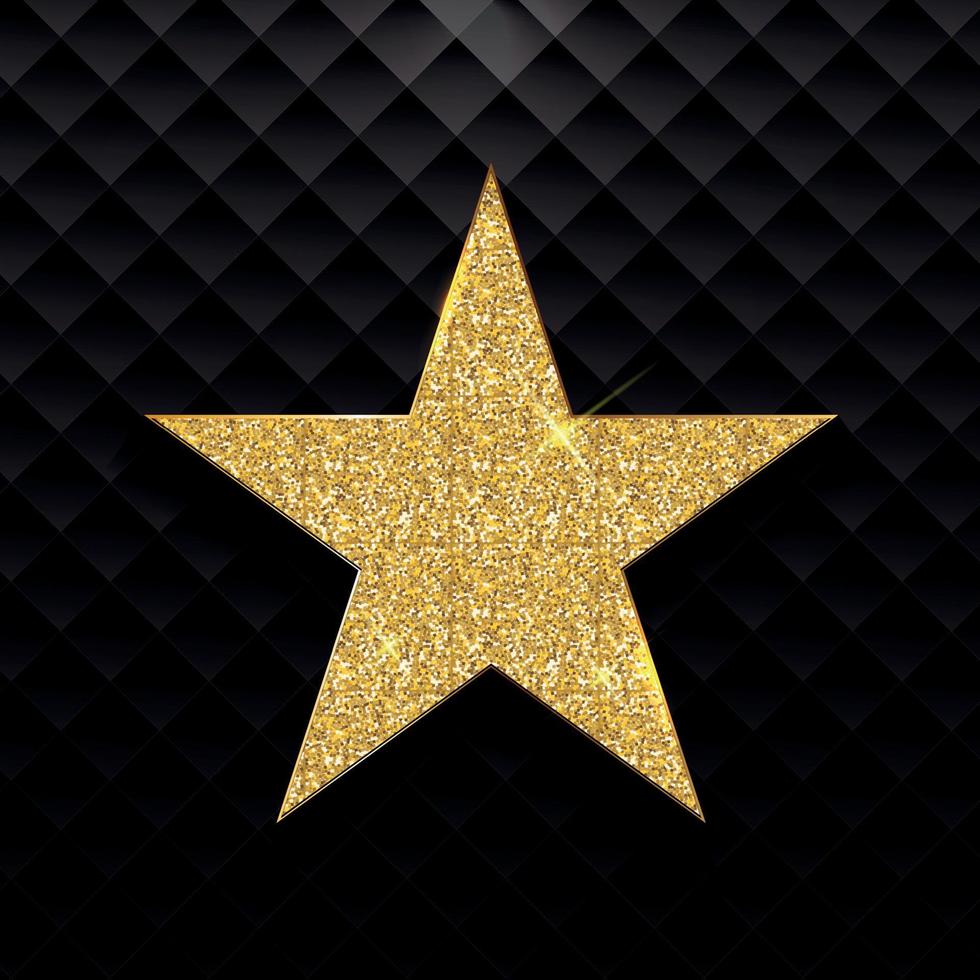 Gold shiny star on black background Vector Illustration