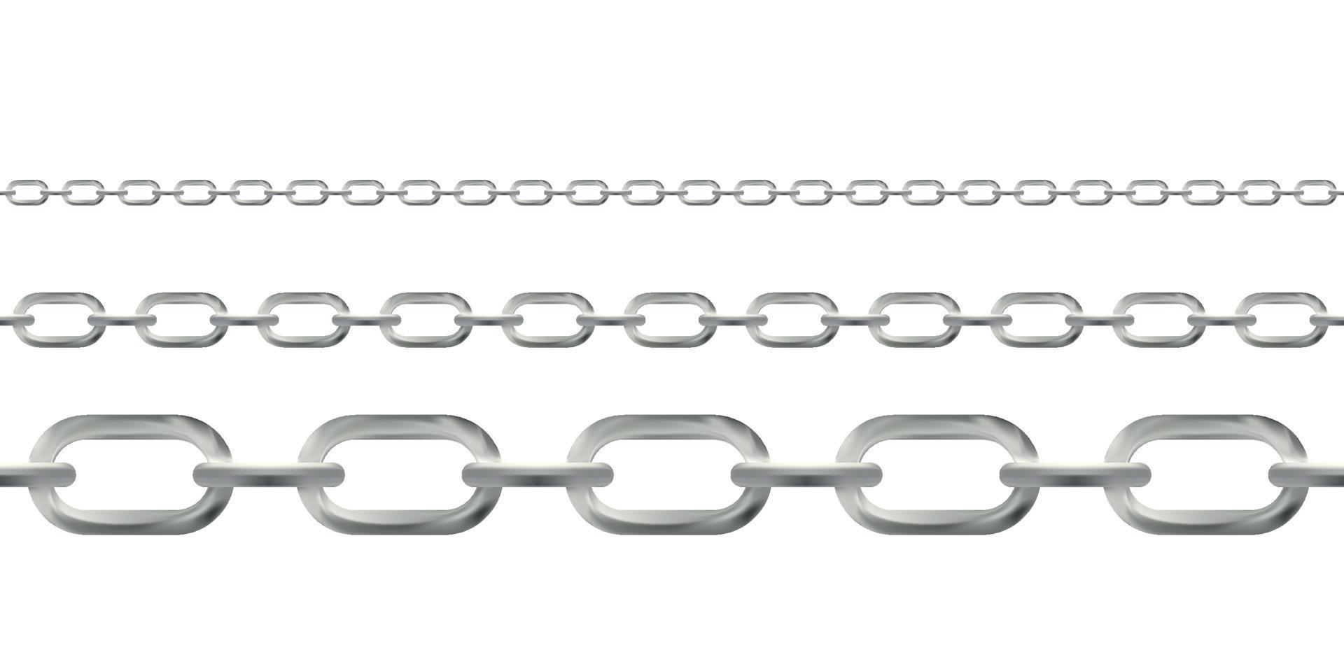 Naturalistic 3D Set of Chain of Silver and Steel Color. Vector Illustration
