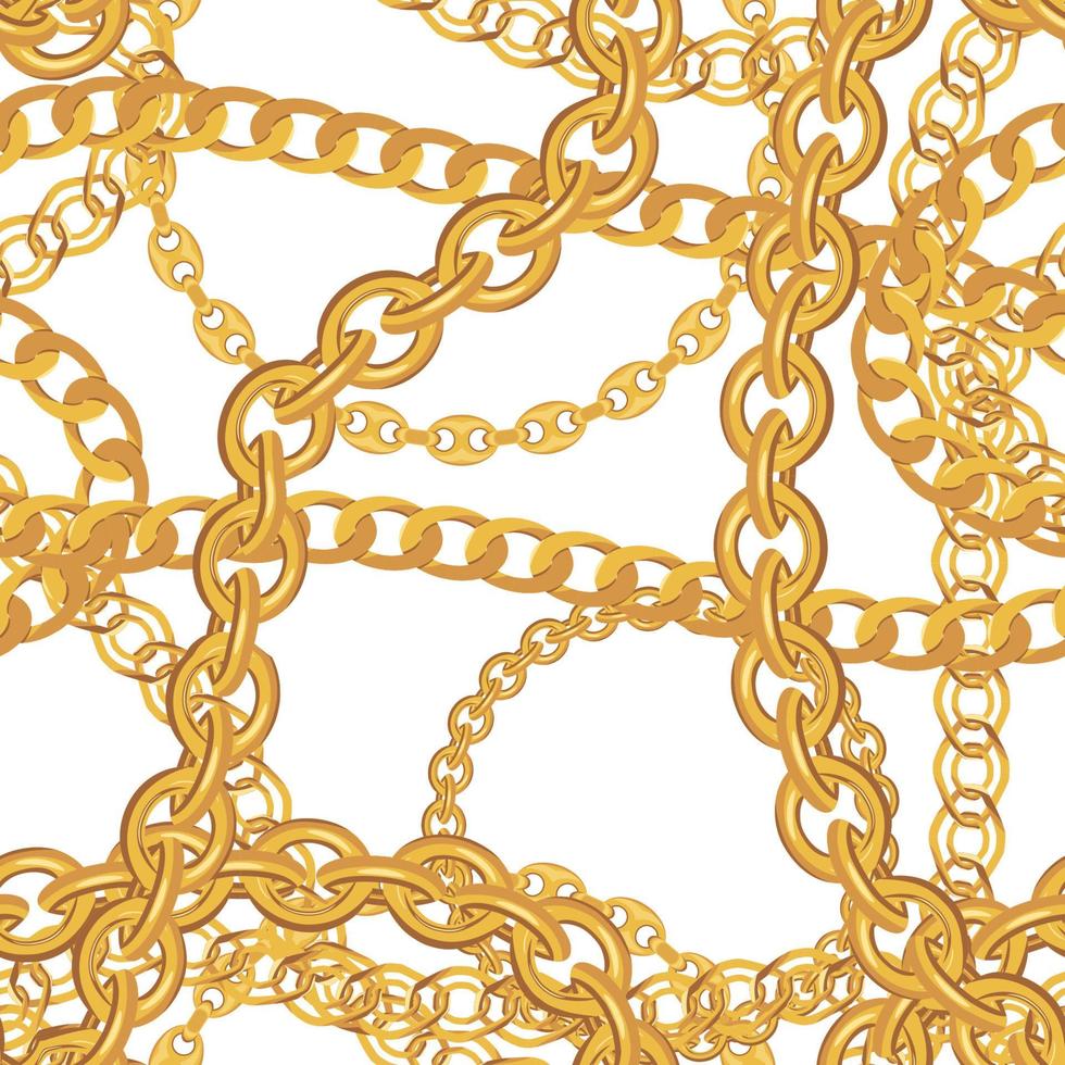 Gold Chain Jewelry Seamless Pattern Background. Vector Illustration