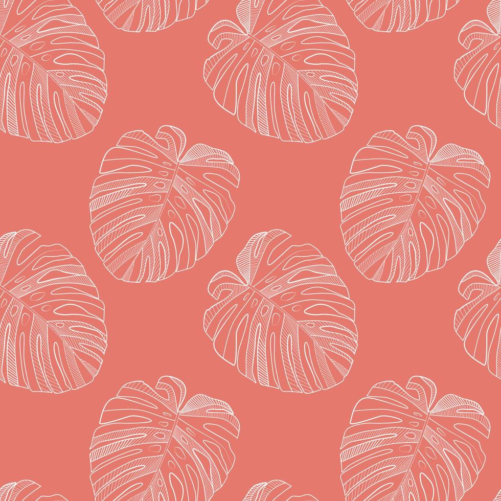 Abstract tropical monstera  leaf seamless pattern background. Vector Illustration