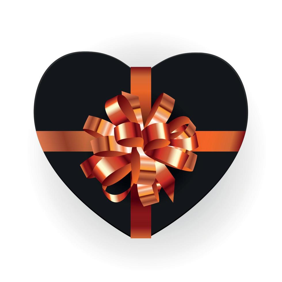 Heart shaped gift box with bow. Vector illustration