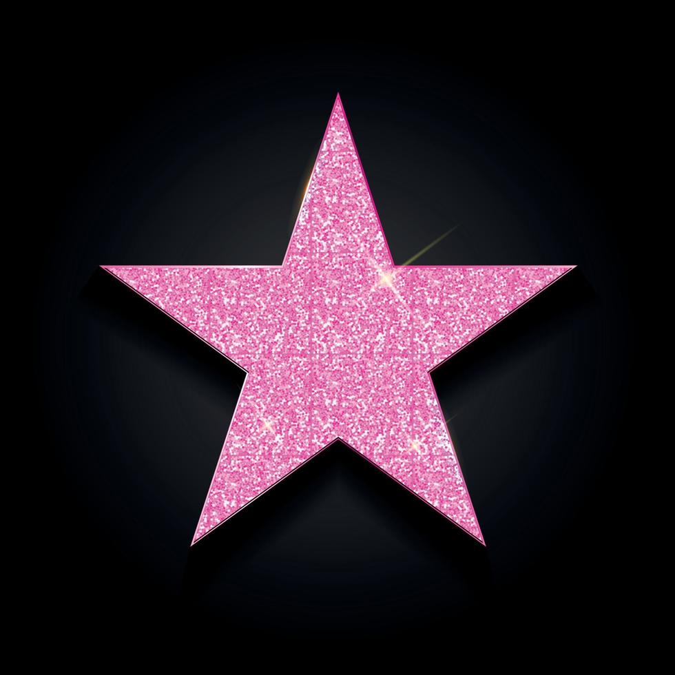 Rose Gold shiny star on black background Vector Illustration