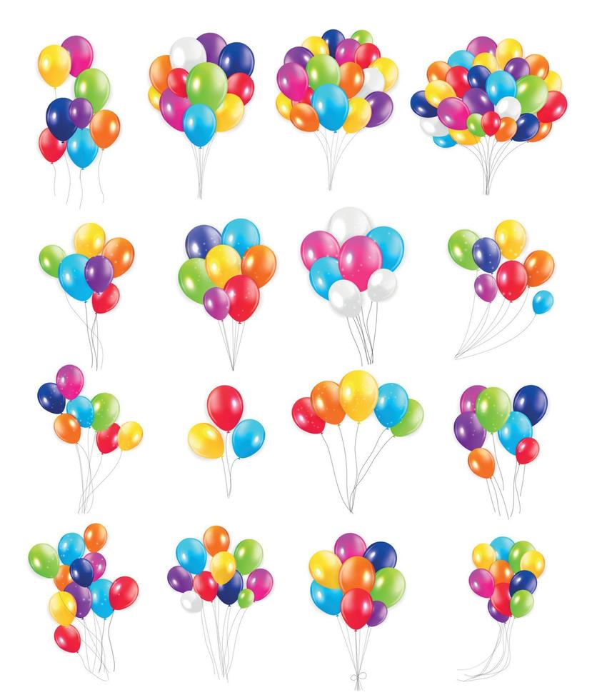 conjunto de globos de colores, ilustración vectorial. vector