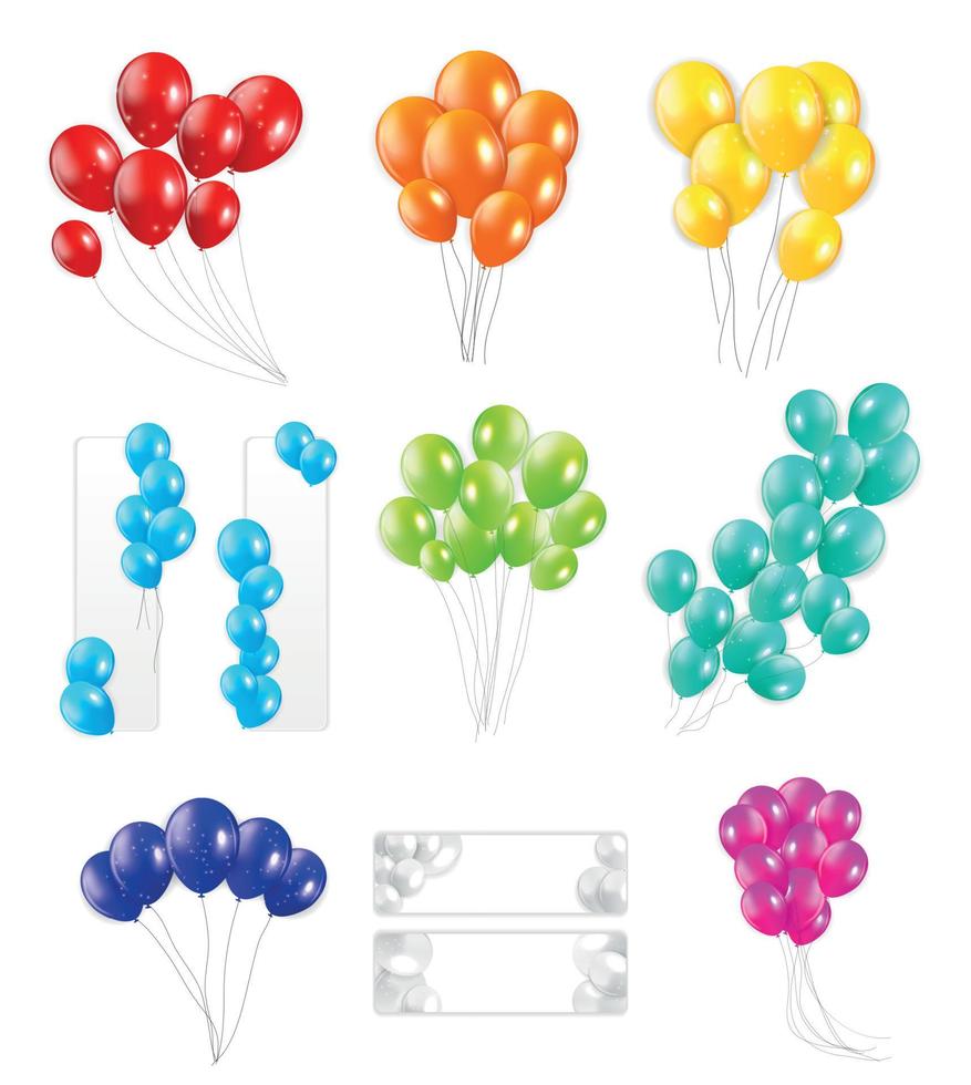 conjunto de globos de colores, ilustración vectorial vector