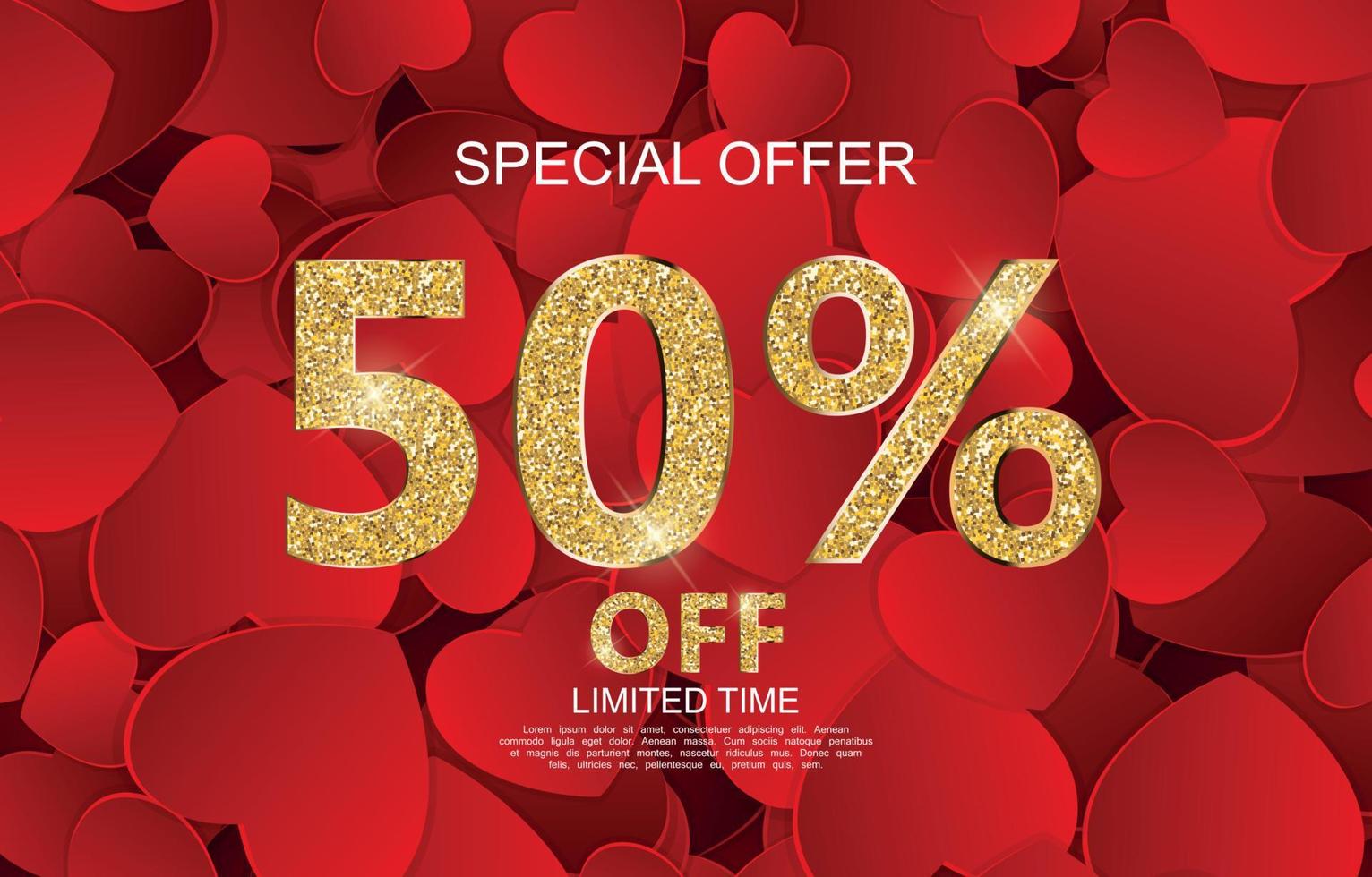 Valentines Day Sale, Discont Card. Vector Illustration