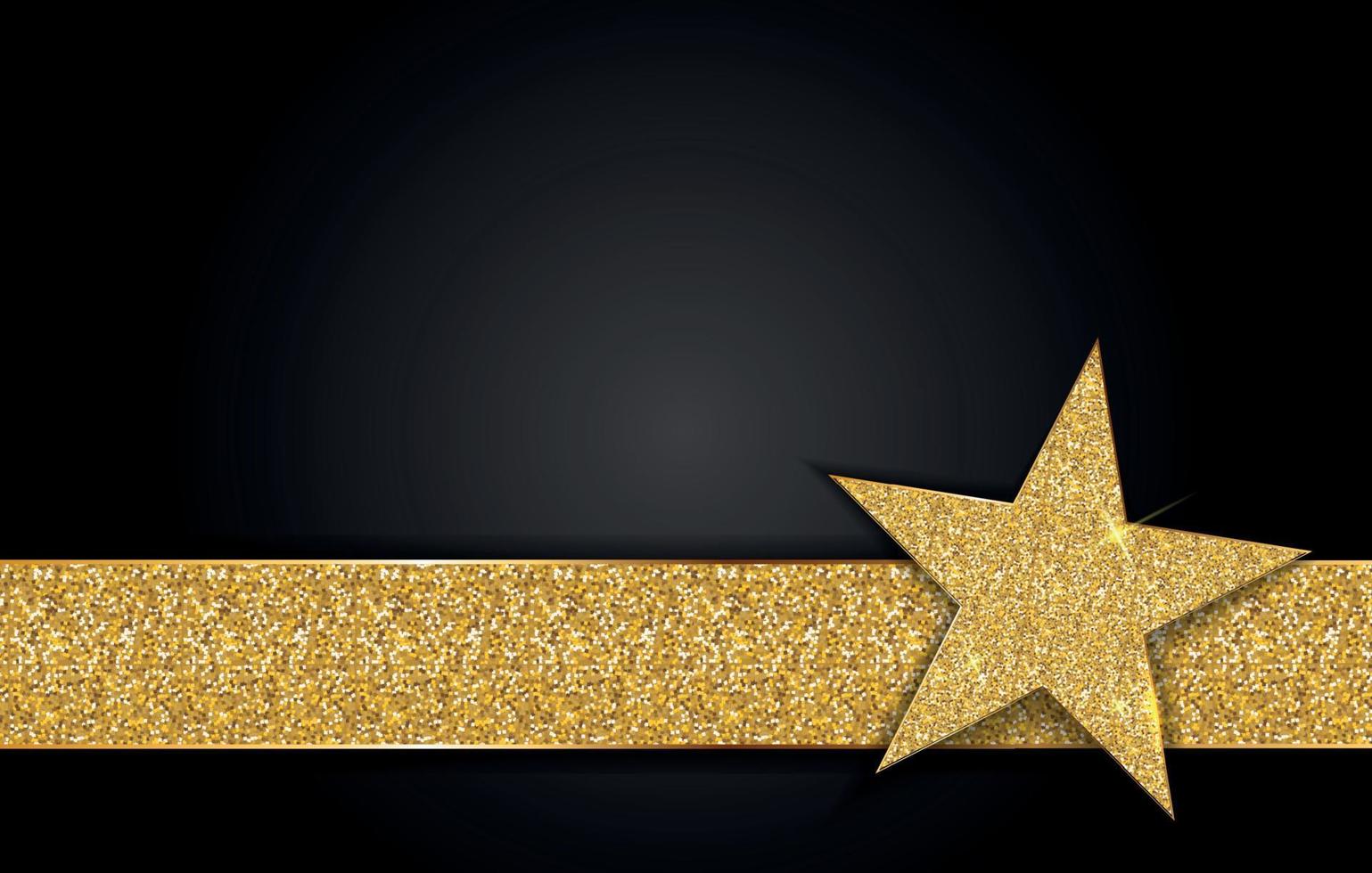 Gold shiny star on black background Vector Illustration