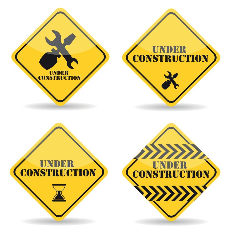 Under Construction Sign Set. Vector Illustration