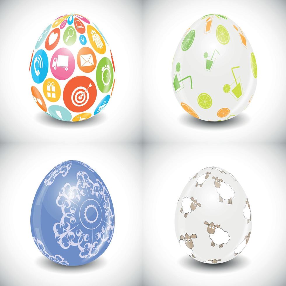 Beautiful Easter Egg Set Vector Illustration