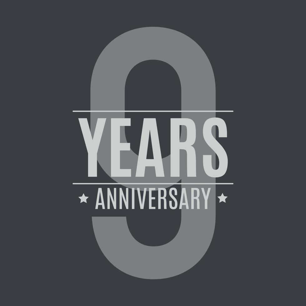 Template Logo 9 Years Anniversary Vector Illustration