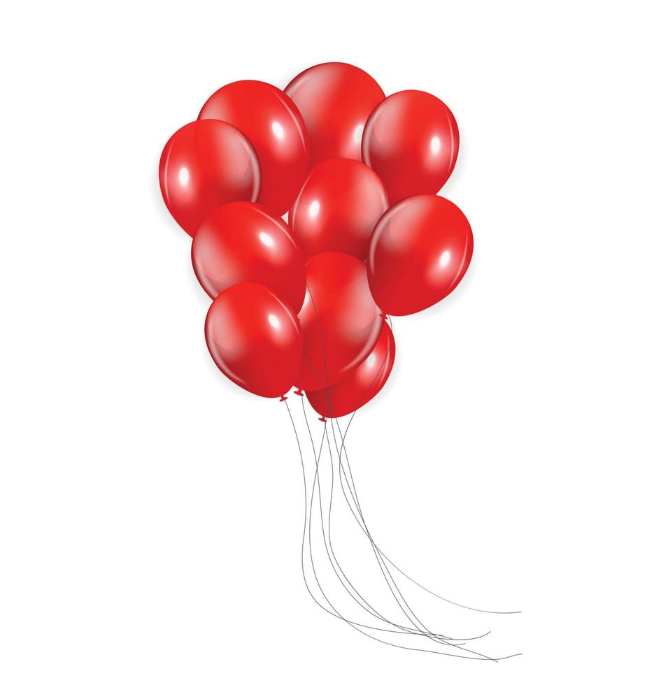 conjunto de globos rojos, ilustración vectorial. vector