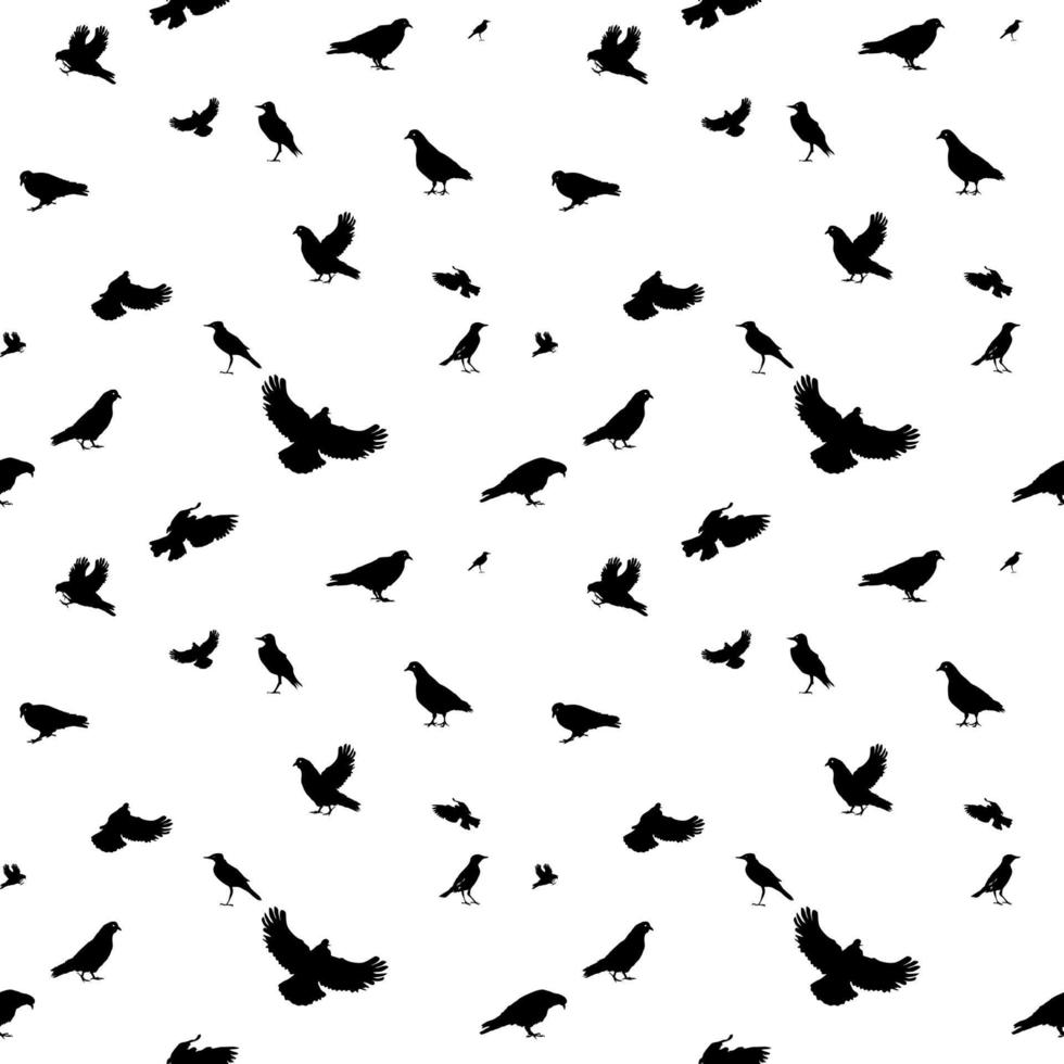 Birds Flying in Air. Seamless Pattern. Vector Illustration.