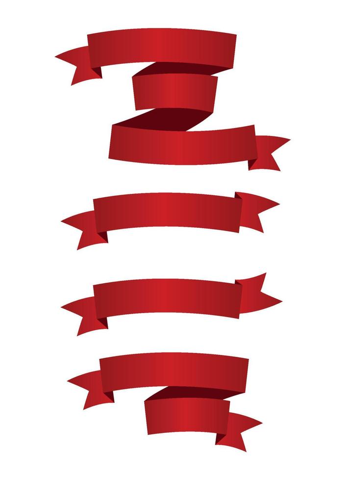 Beautiful Red Ribbon Label Vector Illustration