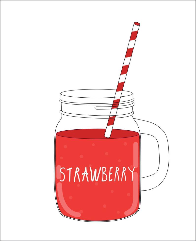 Fresh Strawberry Smoothie. Healthy Food. Vector Illustration