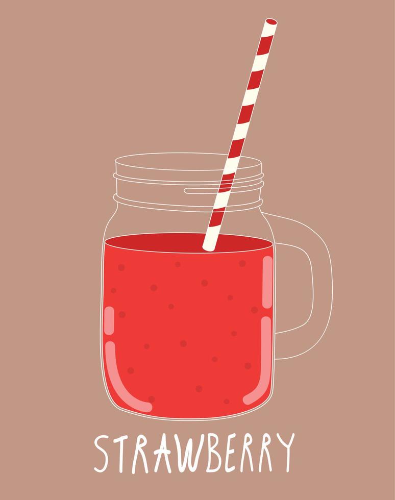 Fresh Strawberry Smoothie. Healthy Food. Vector Illustration