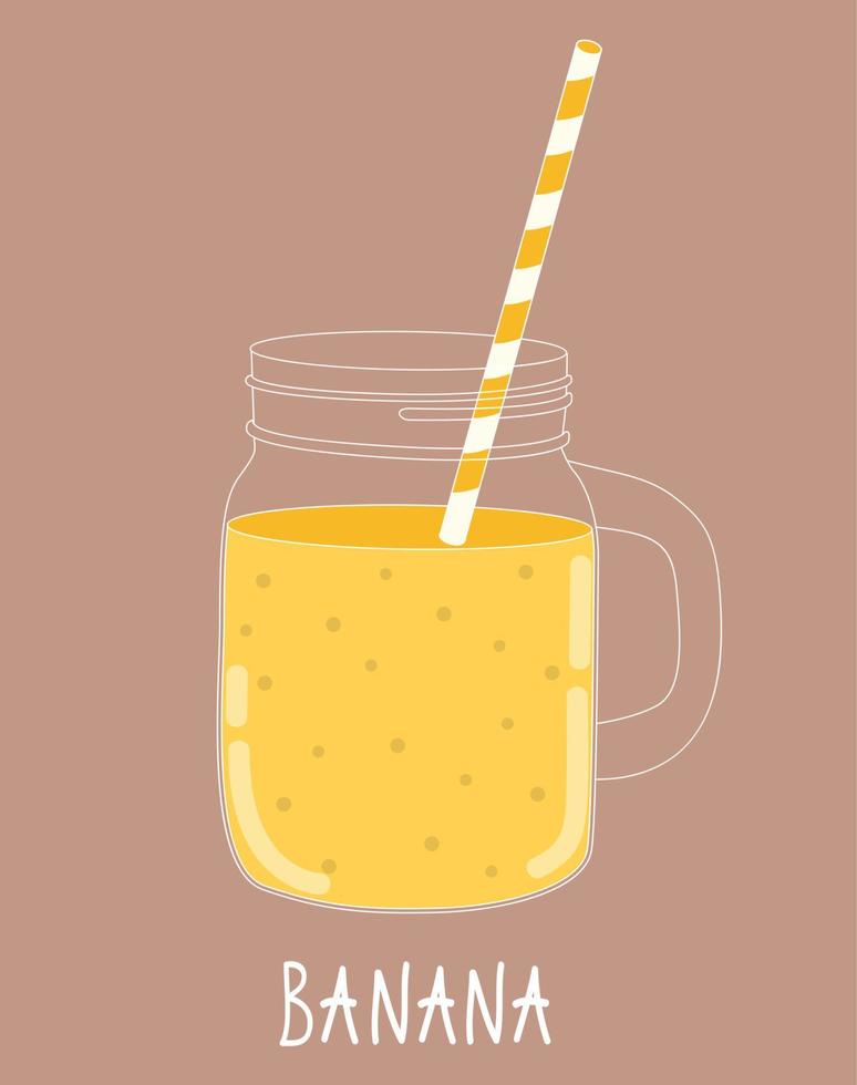 Fresh Banana Smoothie. Healthy Food. Vector Illustration