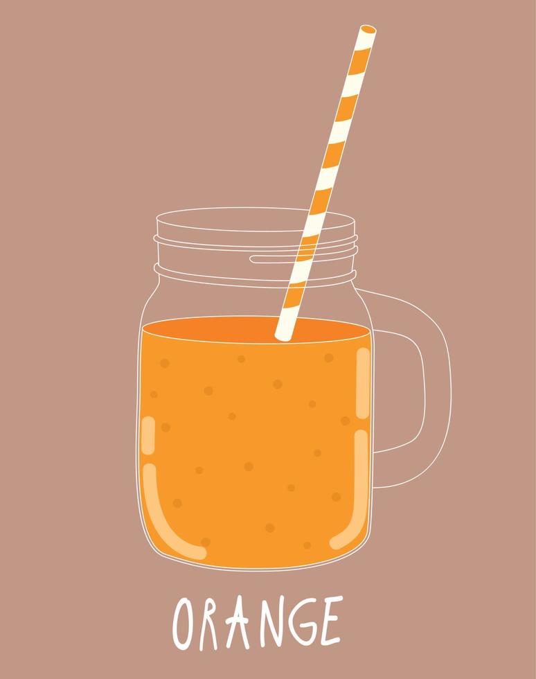 Fresh Orange Smoothie. Healthy Food. Vector Illustration