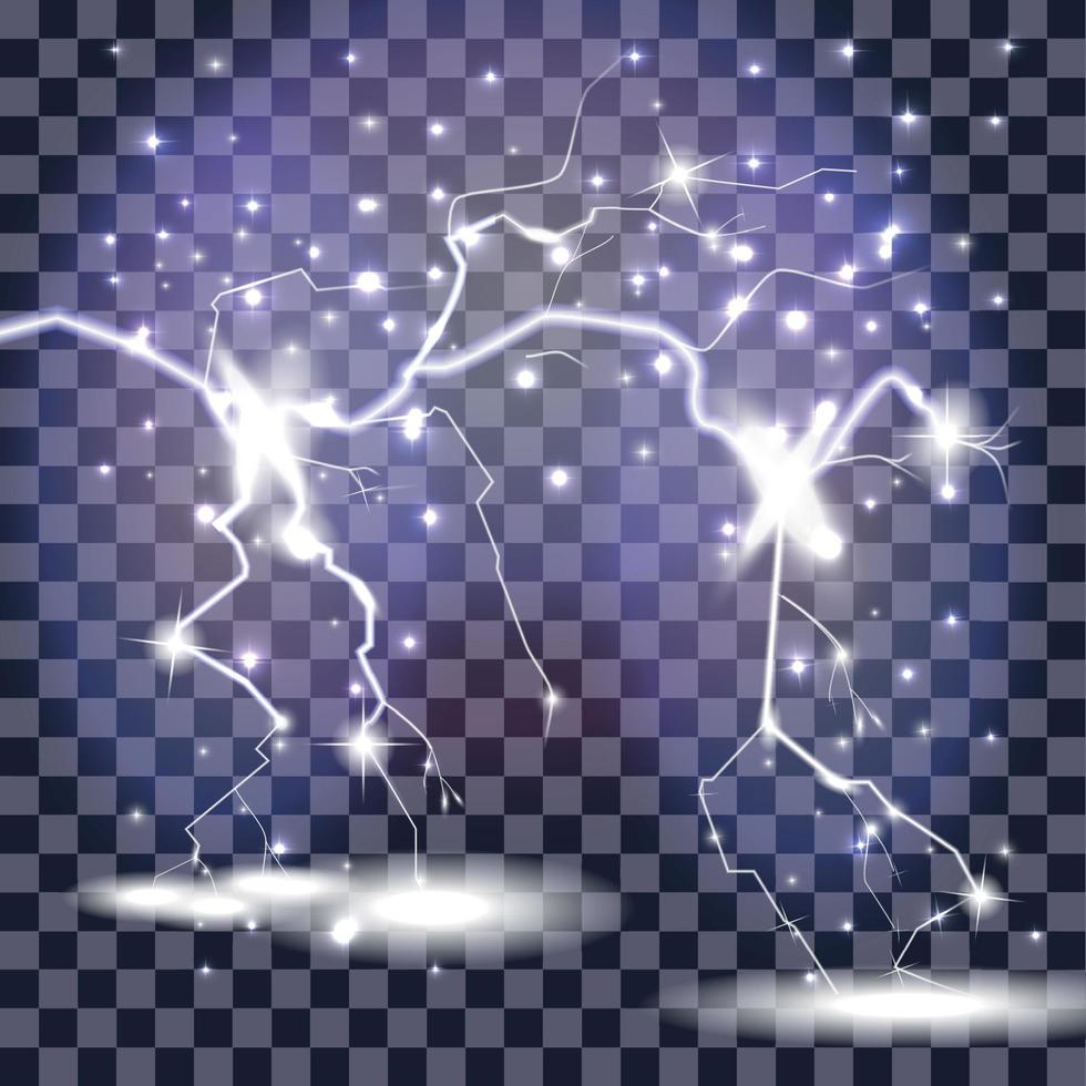 Beautiful Naturalistic Lightning with Transparency. Vector Illustration.