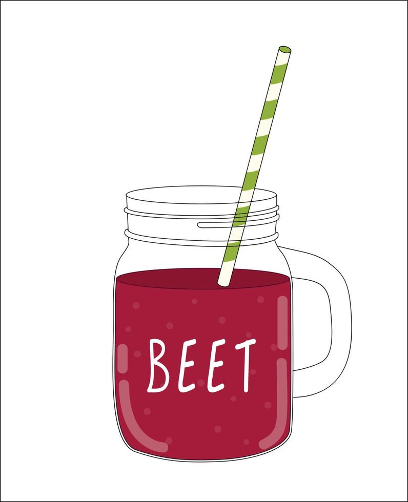 Fresh Beet Smoothie. Healthy Food. Vector Illustration