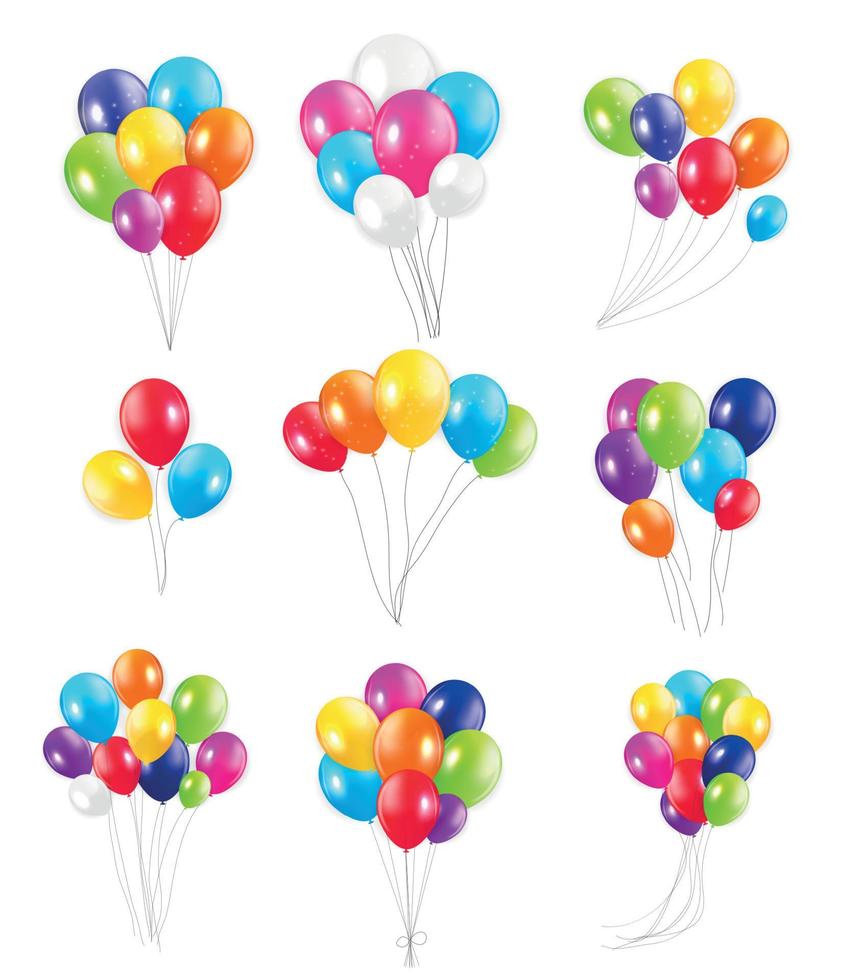 conjunto de globos de colores, ilustración vectorial. vector