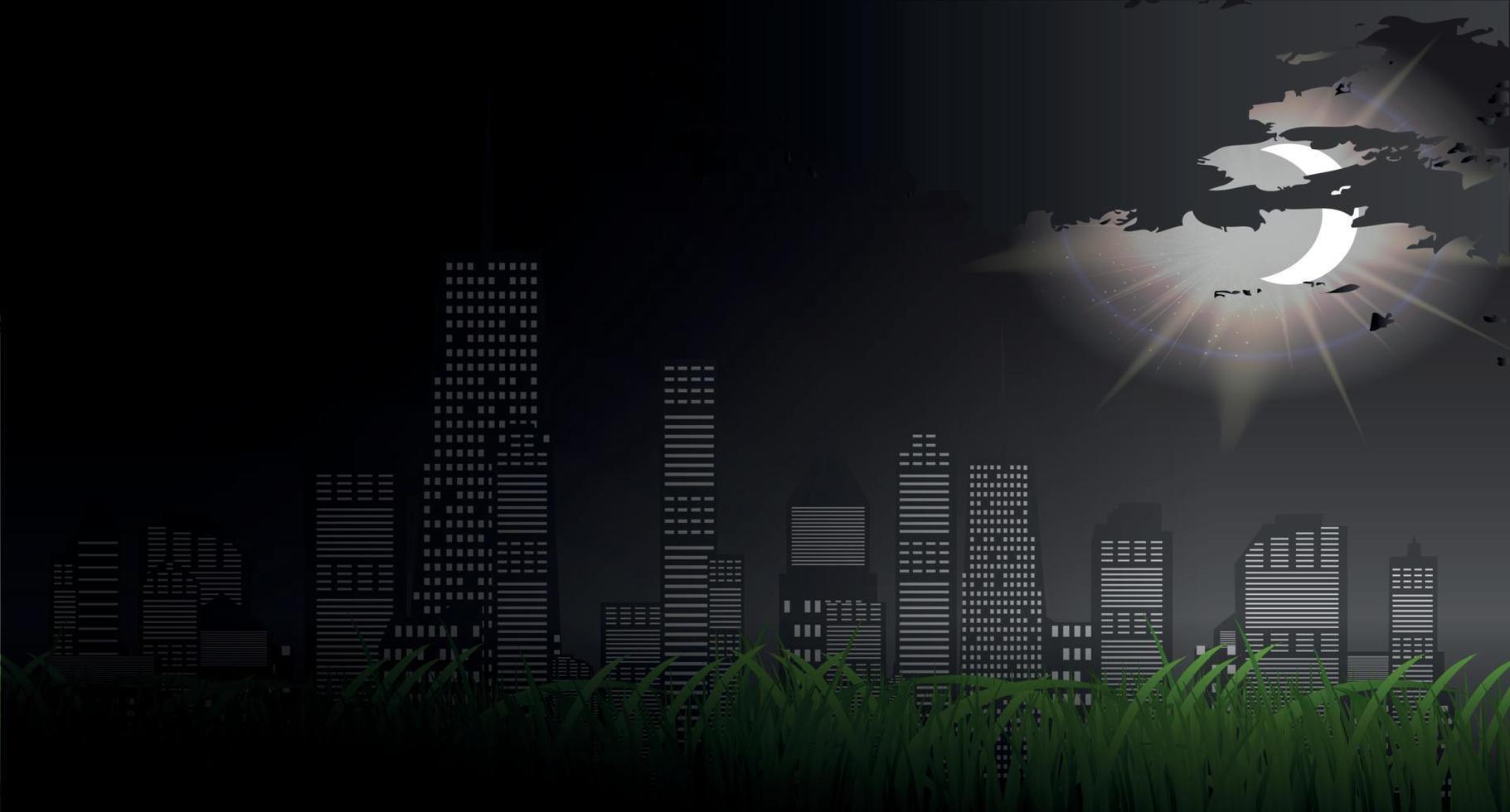 Business city in background of sunset. Vector Illustration