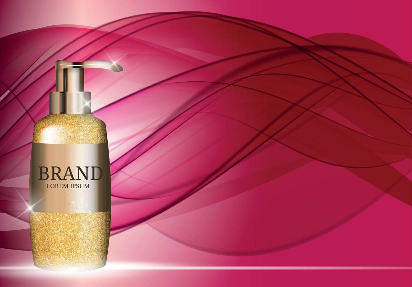 Shower Gel Bottle Template for Ads or Magazine Background. 3D Realistic Vector Iillustration