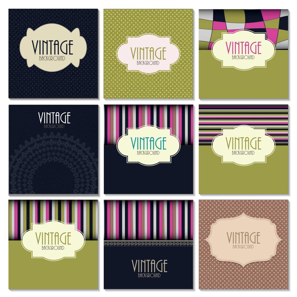 Big Collection Set of Retro Vintage Background Templates Vector Illustration