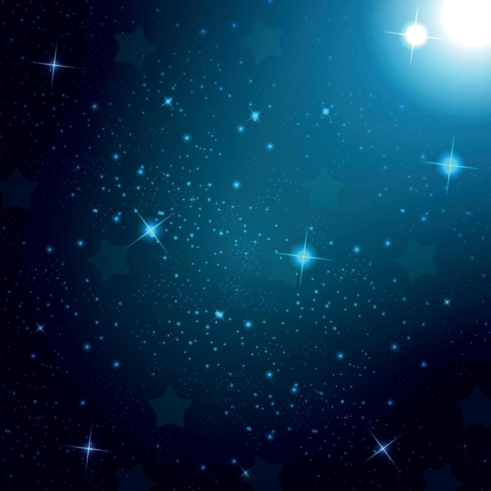 Starry Sky on Blue Background. Vector Illustration.