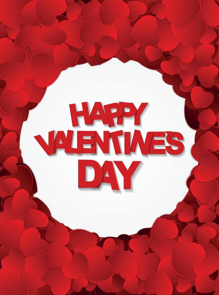 Happy Valentines Day Card with Heart. Vector Illustration